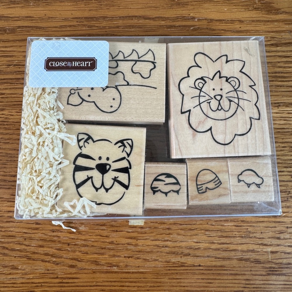 Close To My Heart Zoo Friends 2 Wood Rubber Stamp Set S594 JRL Design Co 6pc NEW